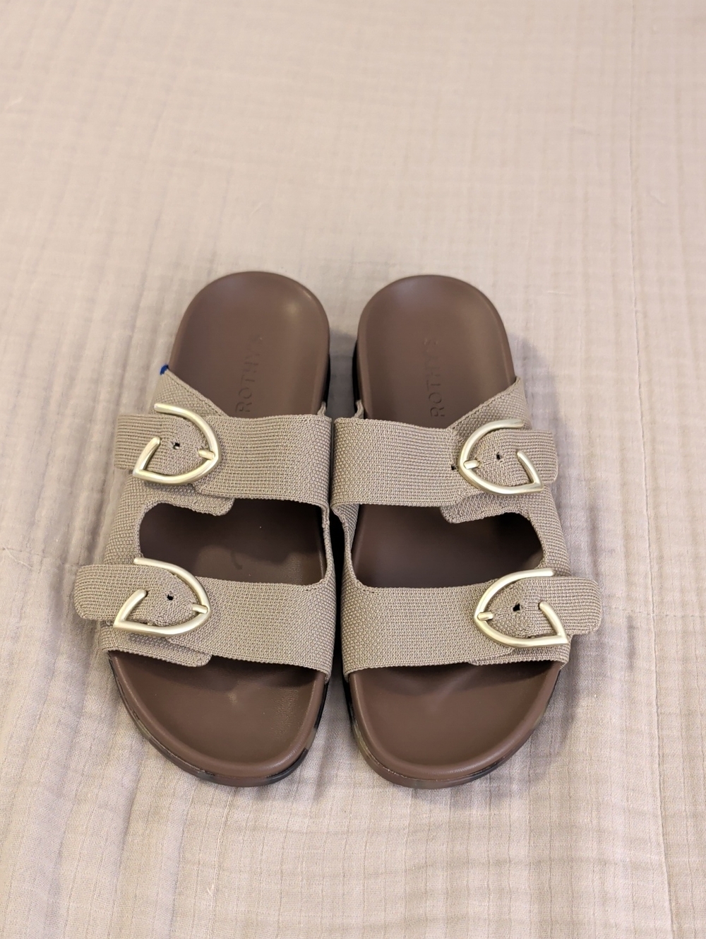 Rothy's Taupe The Buckle Slide Sandals